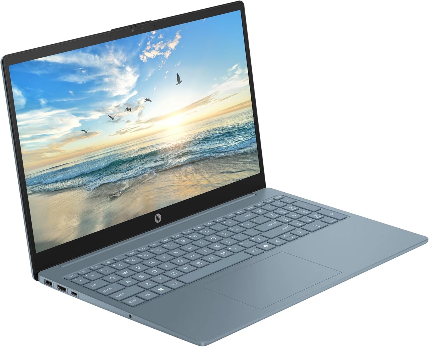 HP 15.6" Business Laptop with Microsoft Office 365  16GB RAM 128GB UFS  Quad-Cores Intel Processor  Windows 11  PLUSERA Earphones & 8-in-1 Hub Included  Moonlight Blue
