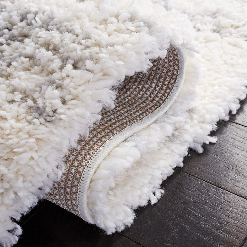 SAFAVIEH Fontana Shag Collection Area Rug - 9' x 12', Ivory & Grey, Modern Design, Non-Shedding & Easy Care, 2-inch Thick Ideal for High Traffic Areas in Living Room, Bedroom (FNT850A)
