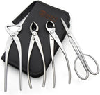 TianBonsai 4-PCS Bonsai Tool Set Including Concave Cutter Straight Edge Cutter Trunk Splitter And Bonsai Scissors Equip With Tool Bag