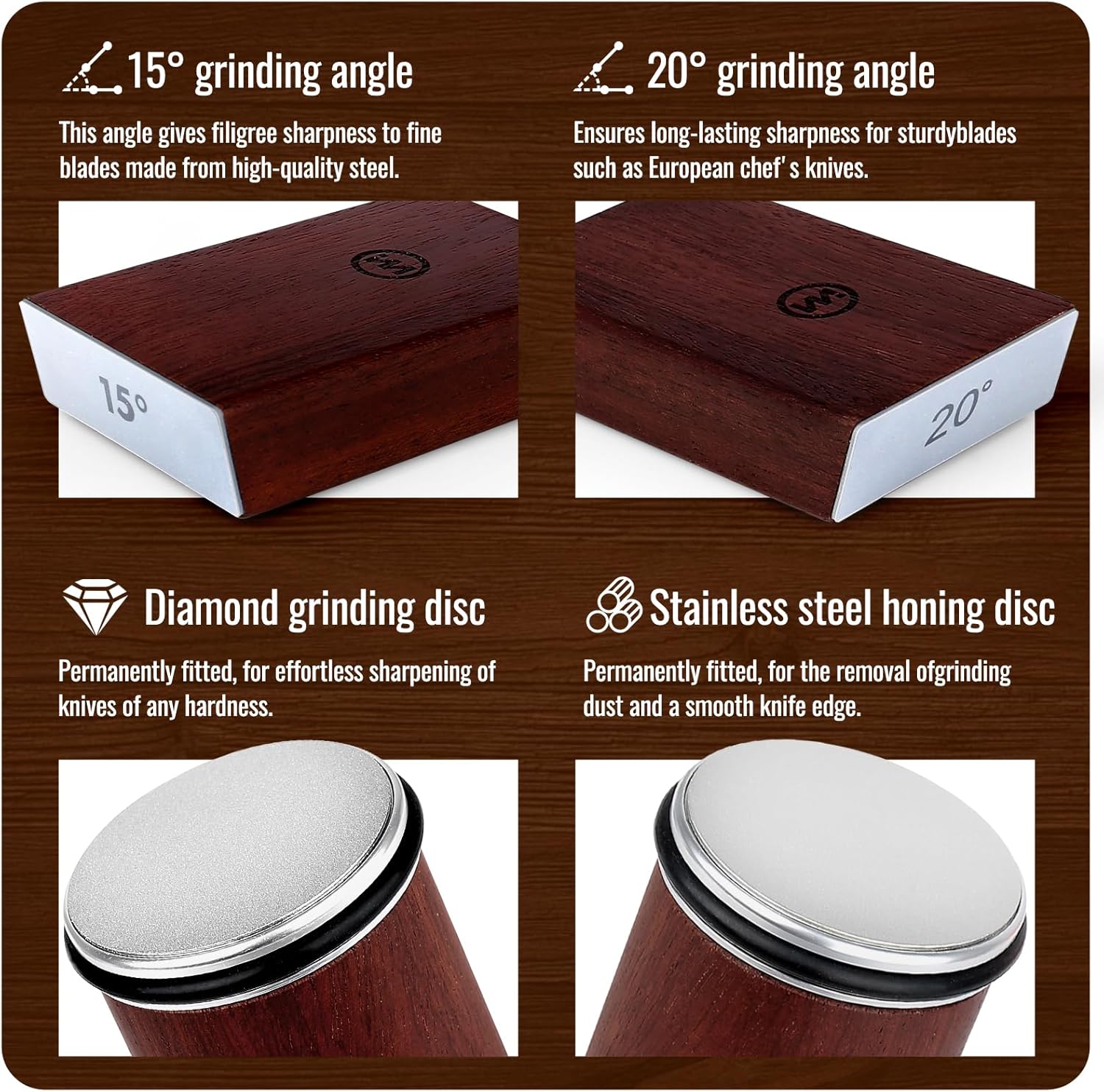 Knife Sharpener Tool,Rolling Knife Sharpener Kit with Diamond for Steel of Any Hardness, knife Sharpener with 15 & 20 Degree Magnetic Anglefor Chef's, Fruit, and All Steel Knives