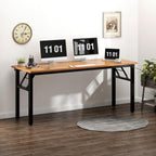 Need Computer Desk Office Desk 62 inches Folding Table with BIFMA Certification Computer Table Workstation No Install Needed, Teak AC5BB-157