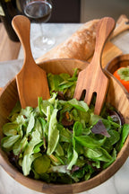 Ironwood Large Salinas Salad Bowl and Farmhouse Salad Utensil Set, Acacia Wood