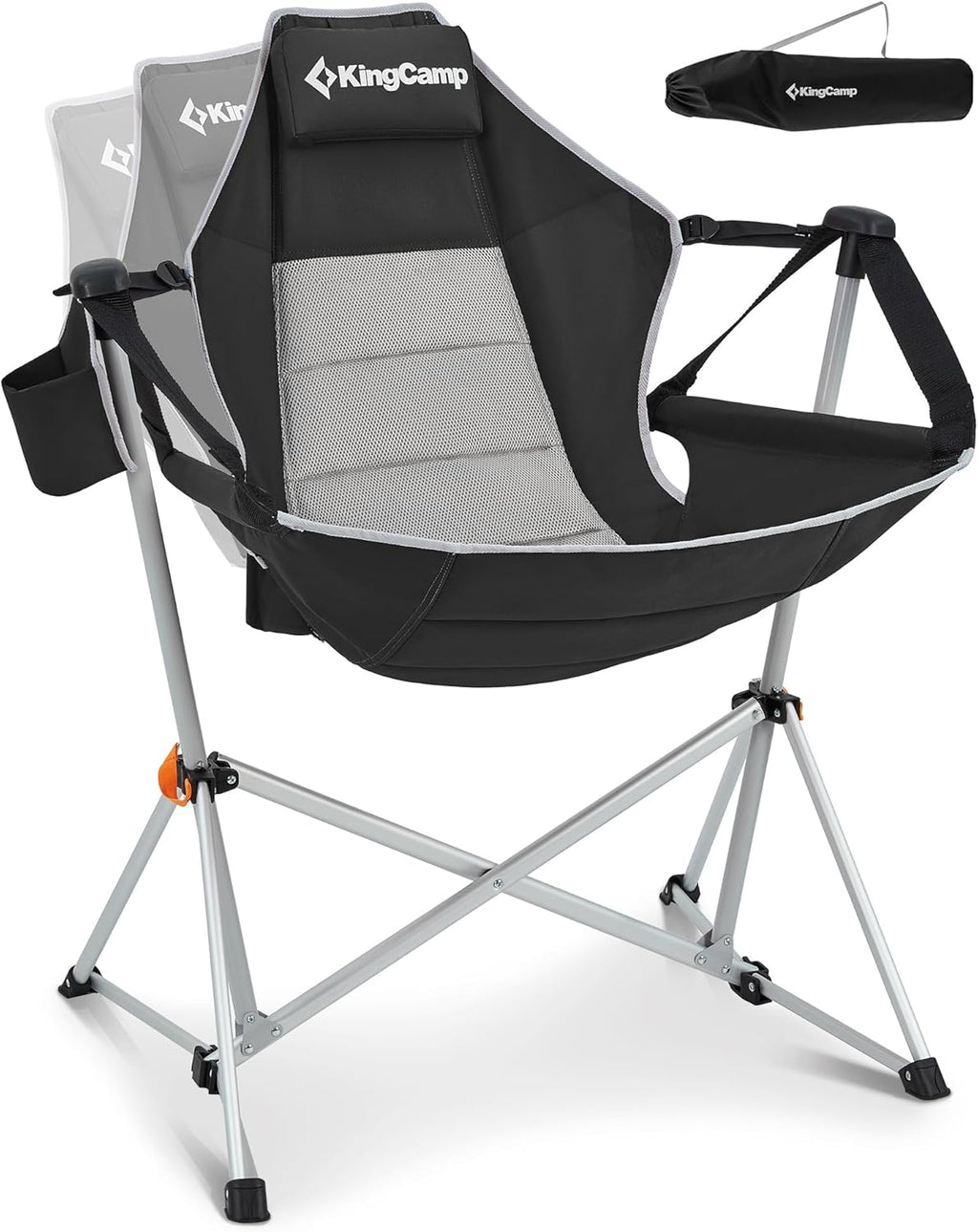 KingCamp Hammock Camping Chair, Swinging Portable Camp Chairs for Adults, 400lbs Heavy Duty Oversized Folding Rocking Chair with Adjustable Recline, Aluminum Alloy Frame for Outdoor Patio Beach Sport