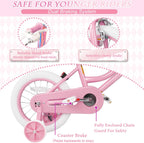 Glaf Kids Toddler Bike 12 14 16 20 Inch Girls Bike with Training Wheels Age 2-12 Years Old Toddler Girls Bike with Basket and Doll Seat Adjustable Seat