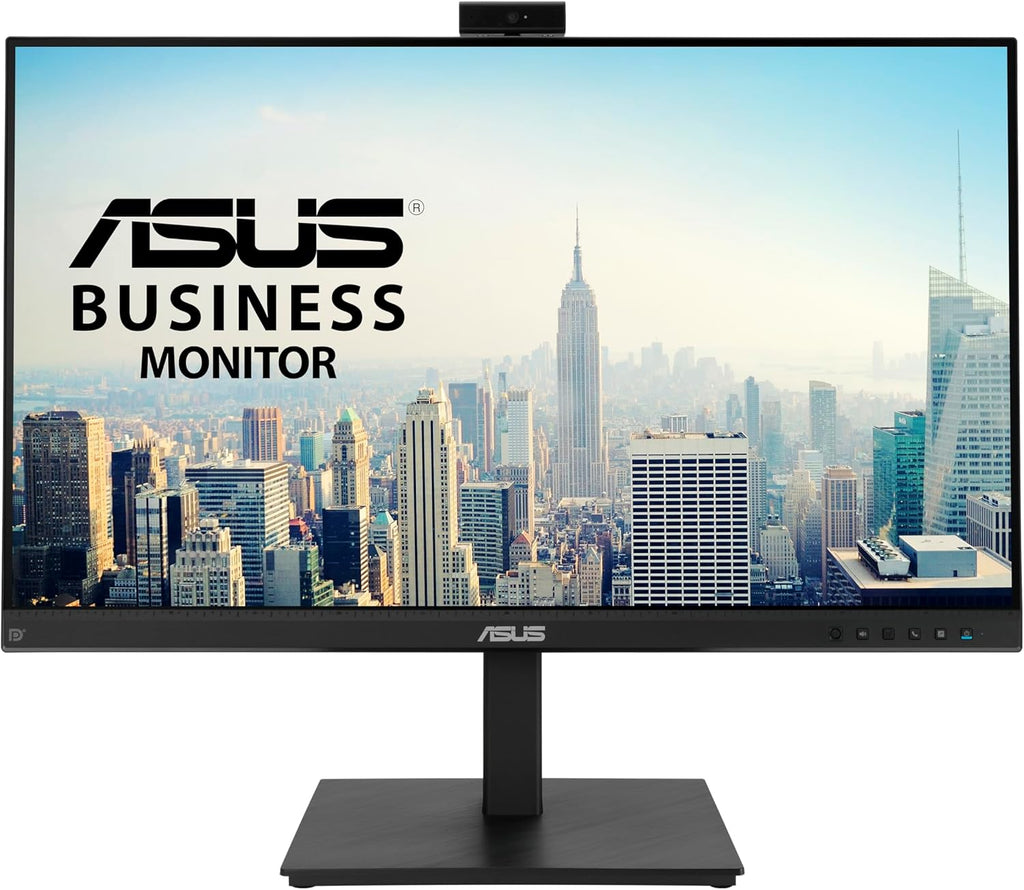 ASUS 27” 1080P Video Conference Monitor (BE279QSK) - Full HD  IPS  Built-in Adjustable 2MP Webcam  Mic Array  Speakers  Eye Care  Wall Mountable  Frameless  HDMI  DisplayPort  VGA  Height Adjustable