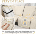 HDCAXKJ 100% Waterproof Velvet Recliner Sectional Couch Covers L Shaped Corner Reclining Sofa Cover Washable Thick Non Slip Sectional Slipcover with Pockets (5 Seat and 1 Middle Console, Beige)