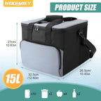 15L Portable Electric Cooler Bag,Car Cooler Watertight Liner Bag, Soft Sided Thermoelectric Travel Cooler with Shoulder Strap, Storage Pocket & DC 12V Plug in for