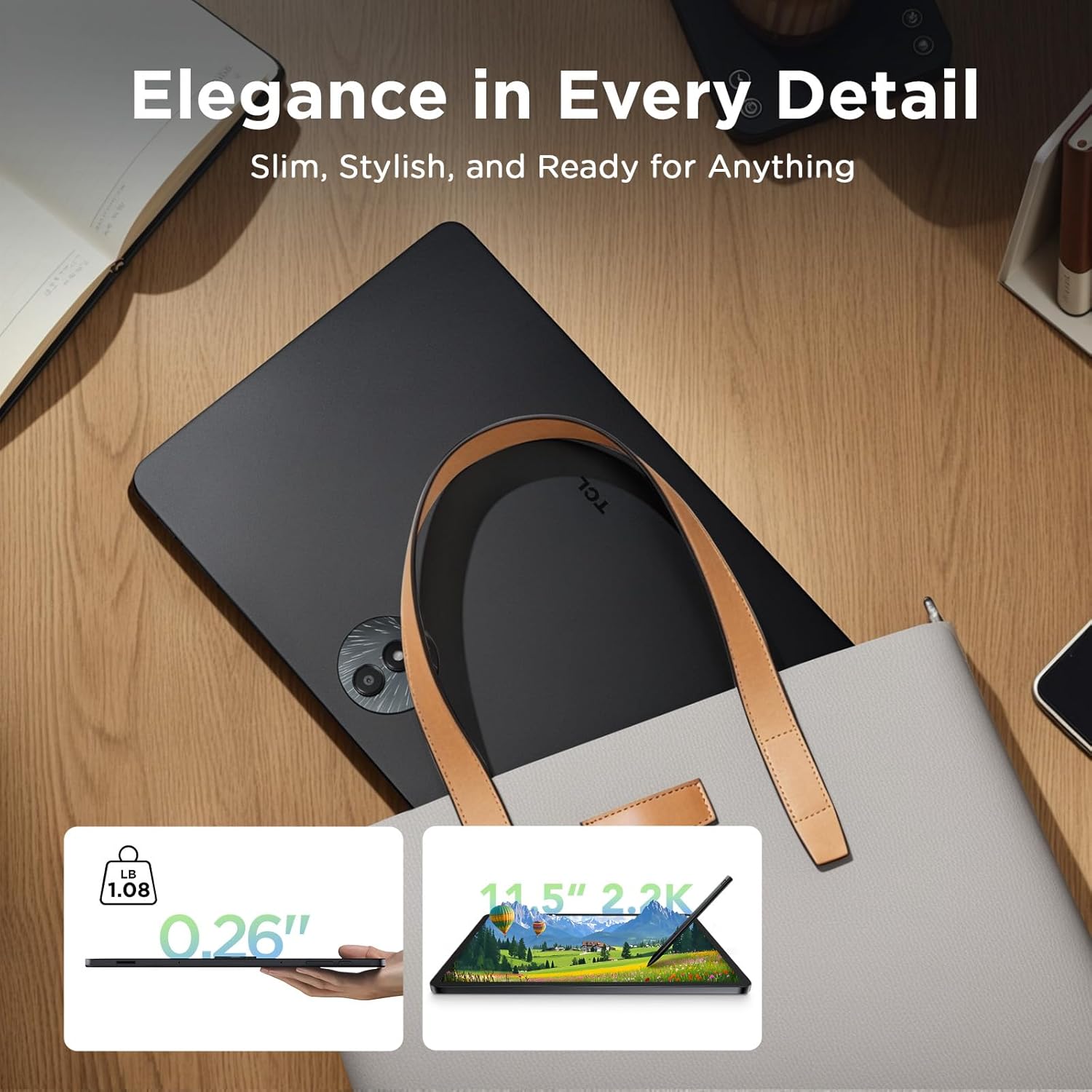 TCL NXTPAPER 11 Plus Android Tablet  11.5" 120Hz 2.2K Drawing Pad & Digital Notebook  Stylus Included  NXTPAPER 4.0 Display  AI Tools  8+8GB RAM  256GB Storage  8000mAh Battery  Onyx Black
