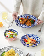 vancasso SELENE Plates and Bowls Set for 6, 18 Pieces Dinnerware Sets, Mircowave and Dishwasher Safe Dishes Set, Porcelain Muted Dinnerware