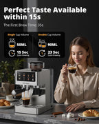 AIRMSEN Espresso Machines with Burr Grinder, 20 Bar, Milk Frother Steam Wand, Stainless Steel Coffee Maker for Home - Cappuccino Latte & Cold Brew Iced Coffee Maker & Americano