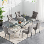 Modern Dining Table for 6 People, 60" Rectangle Dining Room Table with Silver Chrome Metal X-Base, Rectangular Tempered Glass Dining Table, Kitchen Dining Room Tables Luxury Dinner Table