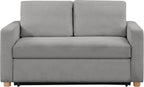 Serta Tulsa 66.1" Convertible Sleeper Loveseat, Full Size, Dreamcoil Comfort, FingerGuard Pinch Point Protection, Boucle Fabric, Grey