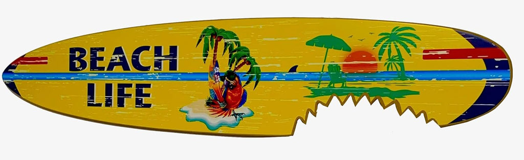 Beach Life Surfboard Wall Sign Indoor Use Only 46.5 inches long Indoor use only