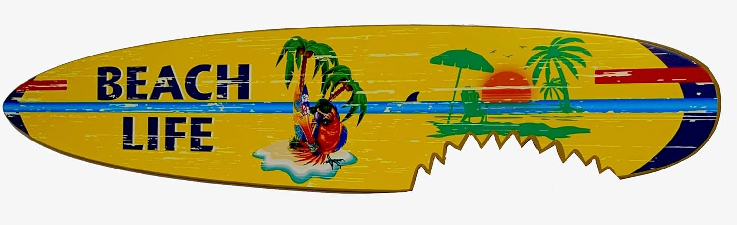 Beach Life Surfboard Wall Sign Indoor Use Only 46.5 inches long Indoor use only