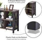 FATORRI 8 Cube Storage Organizer Bookshelf, 62 Inch Rustic Wood Horizontal Bookcase, Industrial Cube Long Book Shelf for Living Room (Walnut Brown)