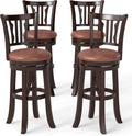 COSTWAY 30" Bar Height Stools Set of 4, Swivel High-Top Chairs with Backrest & Faux Leather Padded Seat, Rubber Wood Counter Barstools with Footrest for Kitchen Islands, Dining Room, Pub (4,30'')