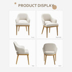 Wooden Dining Chairs Set of 4, Modern Fabric Upholstered Dining Room Chair, Kitchen Side Chairs, Farmhouse Dinner Chair with Open Back for Kitchen, Beige