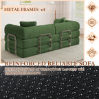 77" Convertible Sofa Bed, Modular Folding Futon Corduroy Floor Foam Compressed Loveseat Sleeper Sofa Couch, Pull Out Queen Size Couch Bed with 2 Pillows for Living Room Guest Room Studio, Dark Green