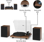 Crosley C62C Turntable HiFi System Record Player with Speakers  Adjustable Tonearm  Moving Magnet Cartridge  Bluetooth Receiver  40W Per Channel  and Anti-Skate  Walnut