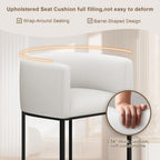26" H Counter Height Bar Stools Set of 4, Modern Barrel Counter Stools with Backrest and Arms, Linen Fabric Upholstered Accent Barstools for Kitchen Island,Support 450 LBS (White)
