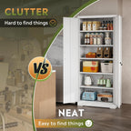 DEVAISE Garage Storage Cabinet, Metal Storage Cabinet, Lockable Steel File Cabinet, White for Home, Office, Garage, Shool, Gym