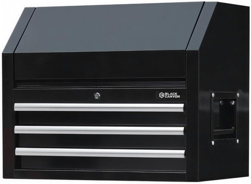 26" Rolling Tool Chest with 3 Drawers - Tool Box with Ball Bearing Slides, Lift-Latch Handles, Drawer Lock Mechanism, Flip-Open Top Compartment, Slip-Resistant Liners for Garage and Workshop Storage