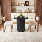 31.5" Black Round Dining Table for 2, Sturdy and Durable Round Wood Dining Table with Fluted Base, Simple Setup Small Kitchen Table for Living Dining Room Office (Black)