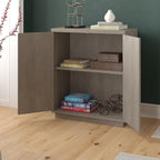 Henn&Hart 28" Fluted Wooden Accent Cabinet, Ribbed Modern Sideboard Buffet Cabinet with 2 Doors and an Adjustable Shelf for Living Room, Dining Room, Bedroom or Entryway, Weathered Gray