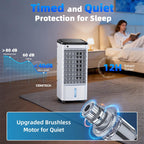 Windowless Portable Air Conditioners w/Dual Tank for 24H Cooling 600Sq.ft, 6 Ice Packs, 4 Modes&3 Speeds Swamp Cooler, 12H Timer 26Ft Remote, 120°Swing Evaporative Air Cooler for Room Bedroom