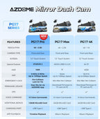 AZDOME PG17 Pro STARVIS 2 Mirror Dash Cam Front and Rear with IMX678  ADAS 12" Rear View Mirror Camera  4K+ 2.5K Dual HDR Dash Camera for Cars  5.8GHz WiFi Car Camera with 128GB Card Voice Control GPS