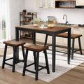 Sophia & William Dining Table Set for 4, Counter Height Table and Chairs Set of 4, Wood Kitchen Table Set with Bench and Chairs, Rectangular Breakfast Dining Set Space Saving, Walnut & Black