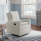 Oxford Baby Uptown Upholstered Glider Recliner Rocking Chair 360° Swivel for Nursery and Living Room – Boucle White