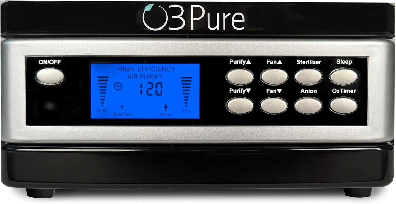 O3 Pure Whole Home Ozone and Ionizer Air Purifier with UV HEPA PCO and Carbon Filtration