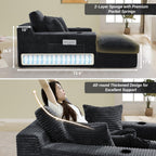 49.6"W x 75.9"D Super Oversized Chaise Lounge Chair Indoor Boneless Reading Chair Corduroy Recliner Deep Seat Sleeper Fluffy Comfy Sofa Bed Couch with Cup Holders for Living Room Bedroom, Dark Gray