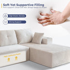 MAXYOYO 132" Giant U-Shaped Modular Sectional Couch, Modern Boneless Couch for Living Room, Sofa in A Box, Oversized Sofa Sleeper with Deep Seat, No Assembly Required, Grayish Beige
