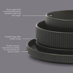 Gibson Elite Deerfield 16-Piece Stoneware Dinnerware Set – Matte Black Reactive Glaze Plates and Bowls, Stackable, Modern Design, Service for 4 – Microwave & Dishwasher Safe