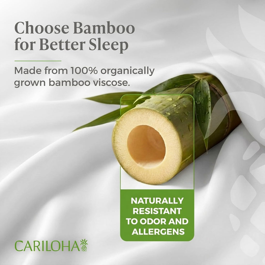 Cariloha 100% Organic Bamboo Viscose Sheets – 4-Piece King Sheet Set – 16 in Deep Pockets – Buttery Soft, Hypoallergenic, Cooling Sheets – Oeko-TEX Standard 100 – White