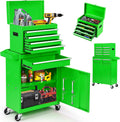 Dawmilon 5-Drawer Rolling Tool Chest, 2-in-1 Tool Box Organizer with Lockable Wheels, Sliding Drawers, and Detachable Top, Garage Workshop Tool Storage Cabinet, Green
