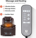 MCombo Dual Motor Large Power Lift Recliner Chair for Elderly, Lay Flat Lift Chair with Heat and Massage, Big Lift Recliner for Tall People, Faux Leather 7815 (Dark Brown)