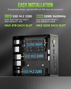 GMKtec Gaming PC  K11 AMD Ryzen 9 8945HS(8C/16T  Up to 5.2GHz)  32GB DDR5 RAM 1TB Mini PC Desktop Computer  Oculink  Dual NIC 2.5GbE LAN  HDMI/DisplayPort/USB4*2