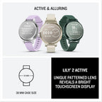 Garmin Lily® 2 Active  Small and Stylish Smartwatch  Built-in GPS  Hidden Display  Patterned Lens  Up to 9 Days Battery Life  Lunar Gold with Bone Silicone Band