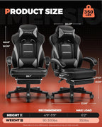 GTPLAYER Gaming Chair for Adults, Big and Tall 350LBS Heavy Duty Office Chair, Ergonomic High Back Lumbar Support and Recliner for Back Pain Relief, Sky Gray