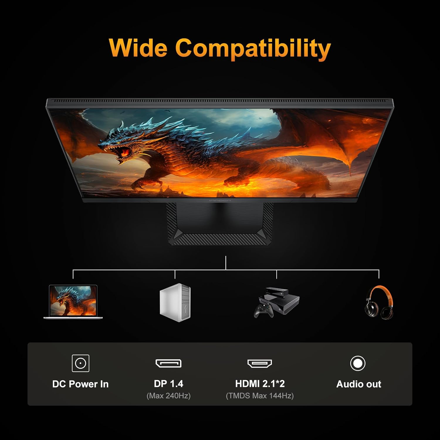 INNOCN 24.5" 2K QHD 2560 x 1440P 240Hz Monitor  Gaming Console Ready  Mini-LED Precisely Local Dimming  Monitor for Mac  HDMI 2.1  DP 1.4  Height Pivot Adjustable Stand  Black - 25M2S