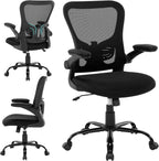 Office Chair Ergonomic Desk Chair Mesh Computer Home Office Desk Chair with Adjustable Lumbar Support Flip-up Armrests, 360 Swivel Comfy Task Executive Chair, Black