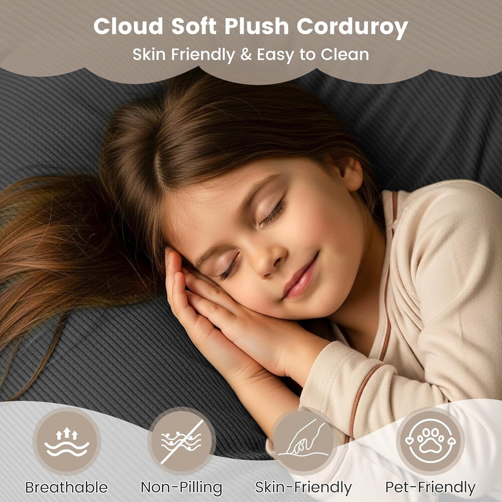 80" Convertible Sofa Bed, 5 in 1 Modular Boneless Couch Sleeper Sofa Bed with Fixed Frame & Removable Backrest Pillow, Washable Corduroy Futon Sofa Bed Couch in a Box for Small Spaces, Dark Grey