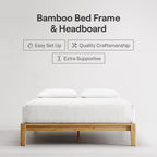 Nectar Bamboo Platform Bed Frame - California King - Natural - Floating Center Support Legs - 12” Height - Tool Free Set Up - Contemporary and Durable - Sturdy Wooden Slats - Holds Up to 800 Pounds