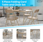 Flash Furniture Madison 5-Piece Folding Card Table and Chairs Set, Portable Event Table and Chairs Set for Indoor and Outdoor Gatherings, Tan