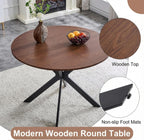 Round Dining Table Set for 6｜42"-54" Extendable Dining Room Table Set｜Wooden Kitchen Table with 6 Chairs｜Mid Century Modern Dinner Table Set with Cross Legs｜Easy Assembly｜Space Saving