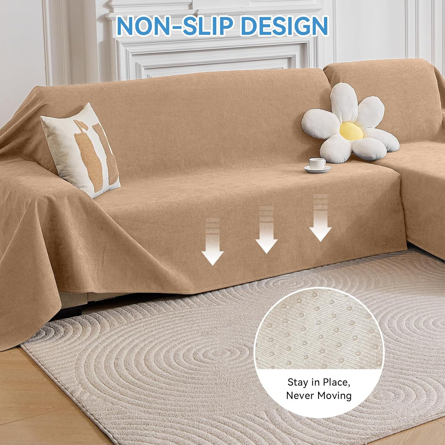 Deep Dream Sectional Couch Covers, 2 Pieces 100% Waterproof L Shaped Sofa Cover, Non Slip Couch Cover for Dogs Cats Washable, Pet Friendly Sofa Slipcovers Furniture Protector (XX-Large, Brown)
