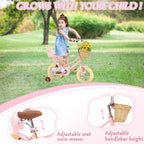 Glaf Kids Toddler Bike 12 14 16 20 Inch Girls Bike with Training Wheels Age 2-12 Years Old Toddler Girls Bike with Basket and Doll Seat Adjustable Seat